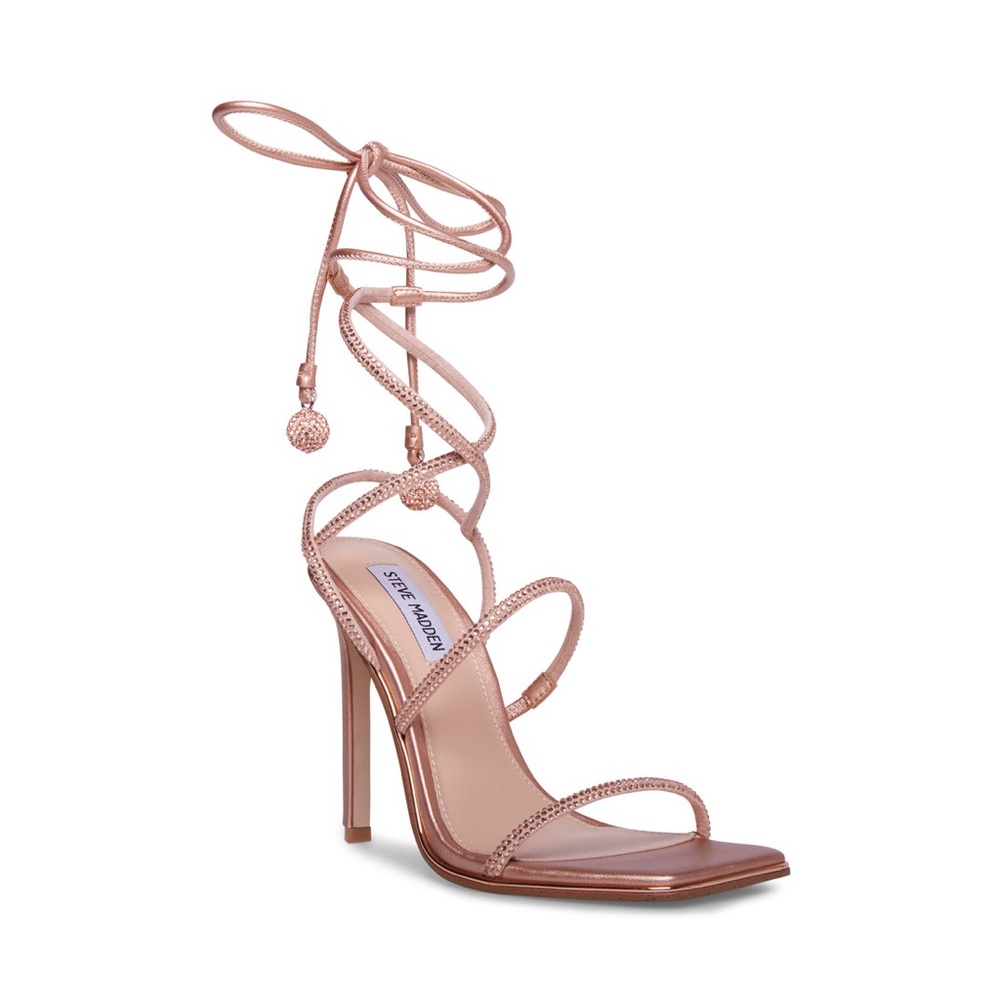 BRAND NEW Steve Madden Unveil Lace up heels in rose gold, size 7.5
